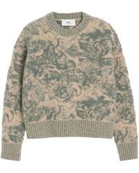 Ami Paris - Jacquard Wool Blend Jumper - Lyst