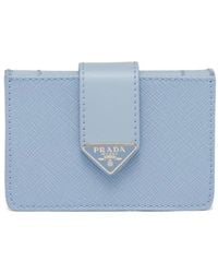 Prada - Saffiano And Smooth Leather Card Holder - Lyst
