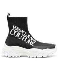 Versace Jeans Couture - Logo-print Sock-style Sneakers - Lyst