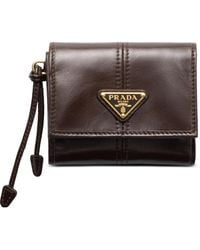 Prada - Small Snap-Closure Leather Wallet - Lyst