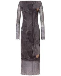 Love Moschino - Printed Mesh Dress - Lyst