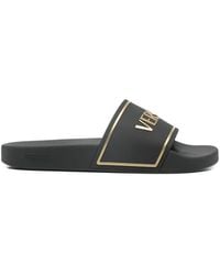 Versace - Slide Sandals With Embossed Logo - Lyst