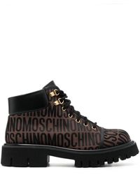 Moschino - Jacquard Logo Ridged-sole Boots - Lyst