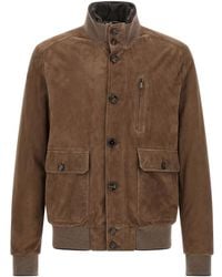 Moorer - Chaqueta de ante con botones - Lyst