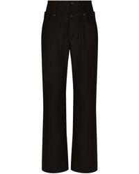 Dolce & Gabbana - Pantaloni a gamba ampia con applicazione - Lyst