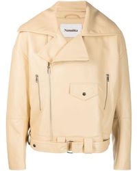 Nanushka - Wide-collar Leather Jacket - Lyst
