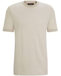BOSS - Textured-knit Cotton-silk T-shirt - Lyst