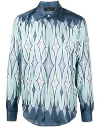 Amiri - Argyle Monogram Silk Button-up Shirt - Lyst
