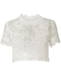 Carolina Herrera - Hydrangea Lace Cropped Top - Lyst