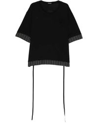 Ann Demeulemeester - Striped-Trim T-Shirt - Lyst