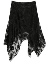 McQueen - Flower Devoré Asymmetric Skirt - Lyst