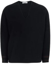 Max Mara - Contrast-Stitch V-Neck Sweater - Lyst