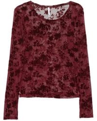 Imperial - Floral-Devoré Long-Sleeve Top - Lyst