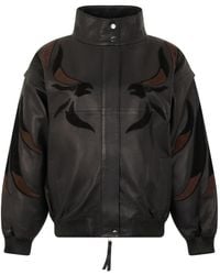 P.A.R.O.S.H. - Chaqueta De Cuero Con Parche De Águila - Lyst