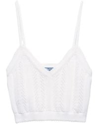 Prada - Openwork Cotton Crop Top - Lyst