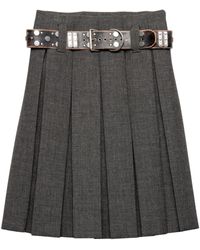 Prada - ベルテッド プリーツスカート - Lyst