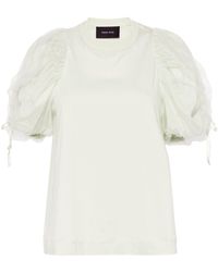 Simone Rocha - T-shirt en coton à empiècements en tulle - Lyst