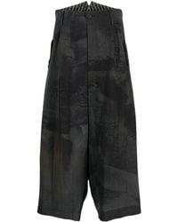 Yohji Yamamoto - Pantaloni crop a gamba ampia - Lyst