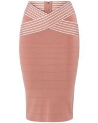 Elisabetta Franchi - Knit Fabric Skirt With Striped Bands - Lyst