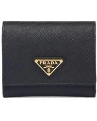 Prada - Logo-Plaque Leather Wallet - Lyst