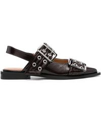 Ganni - Buckle バックルバレリーナ - Lyst