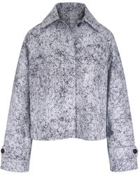 Michael Kors - Crackled Denim Cropped Balmacaan Jacket - Lyst