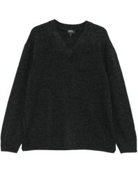 A.P.C. - Jersey de lana con cuello en V - Lyst