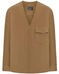 Giorgio Armani - Chest-Pocket V-Neck Shirt - Lyst