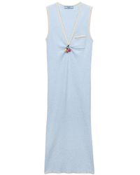 Prada - Katoenen Jurk Met Bouclé - Lyst
