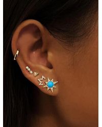 Anzie - Starburst ターコイズ ダイヤモンド ピアス 14Kイエローゴールド - Lyst