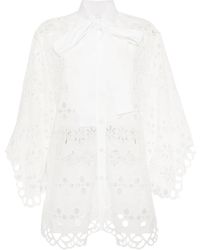 Elie Saab - Lace Embroidered Cotton Shirt - Lyst