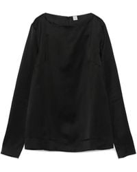 TOTEME - Long-Sleeve Satin Top - Lyst