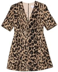 DE SANTIS - Leopard-Print V-Neck Mini Dress - Lyst
