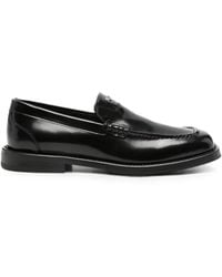 Moschino - Logo-Plaque Leather Loafers - Lyst