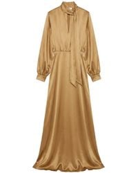 Danamé - Tie-Neck Long-Sleeves Maxi Dress - Lyst