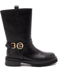 Twinset - Buckle-Embellished Leather Boots - Lyst
