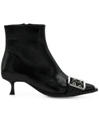 Ganni - Buckle-Detail Pointed-Toe Ankle Boots - Lyst