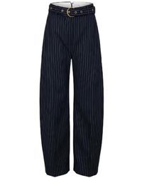 Pinko - Pinstripe-Pattern Belted Trousers - Lyst