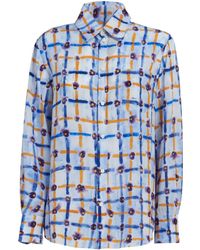 Marni - Mix-print Pointed-collar Silk Shirt - Lyst