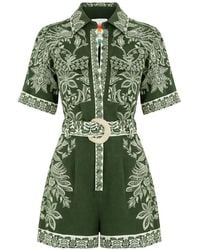 FARM Rio - Floral-Print Belted Playsuit - Lyst