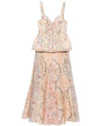Zimmermann - Vestido Bustier De Fiesta Rebellion De Lino Floral - Lyst