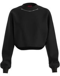 HUGO - Chain-Embellished Cropped Sweatshirt - Lyst