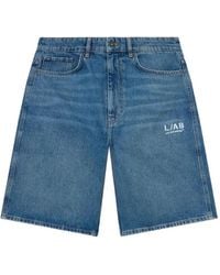 LAB C.O. OFF WHITE - Diagonal Denim Shorts - Lyst