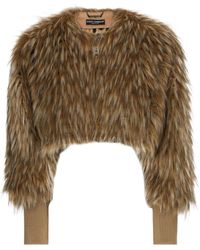 Dolce & Gabbana - Short Faux Fur Jacket - Lyst
