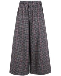 Daniela Gregis - Check Wool Palazzo Pants - Lyst