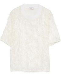 Peserico - T-Shirt Met Ronde Hals En Franje - Lyst