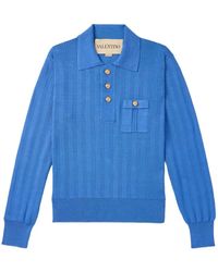 Valentino Garavani - Button Ribbed Polo Shirt - Lyst