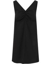 LA PISCINE - Ruched V-Neck Dress - Lyst