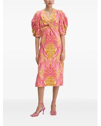 FARM Rio - Printed Puff-Sleeve Midi Dress - Lyst