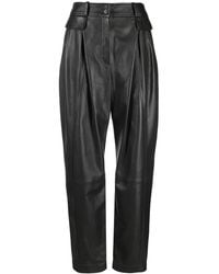 Alberta Ferretti - High-Waisted Leather Trousers - Lyst